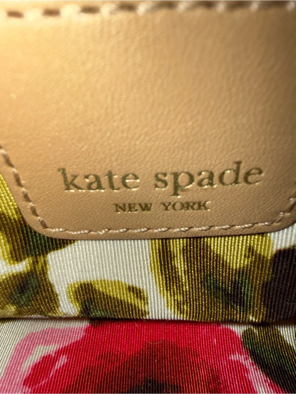 kate spade Beige Leather Tote with Tassel Detail